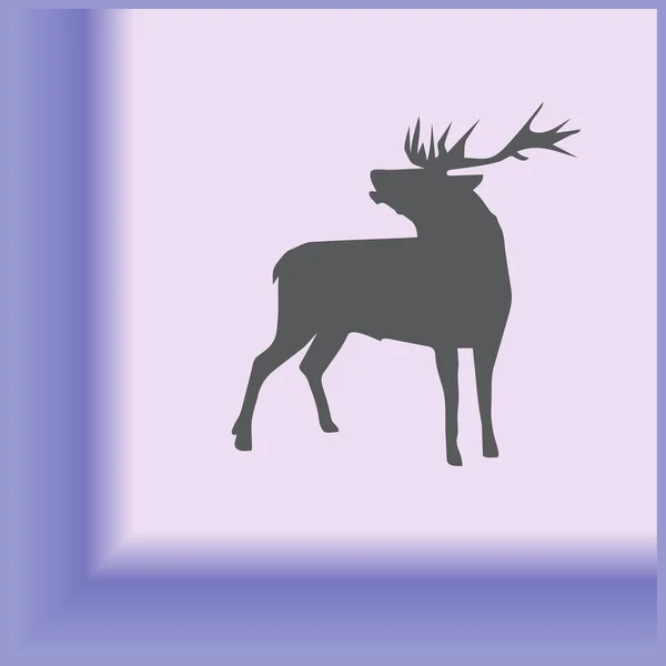 Standing deer silhouette on color background. Vector illustration. — Stock Vector