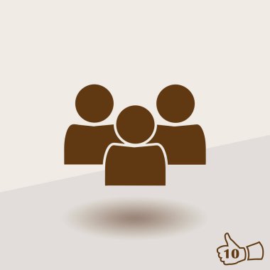İnsanlar renk arka plan üzerinde izole trendy düz stil simgesinde. Kalabalık işareti. Web sitesi tasarımı, logo, app, UI kişi simgesi. Vektör çizim, Eps10.