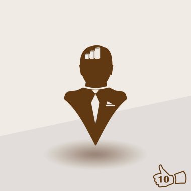 İş adamı ve büyüyen diyagramı siluetleri. insan baş ve grafik simgesi. İş kavramı