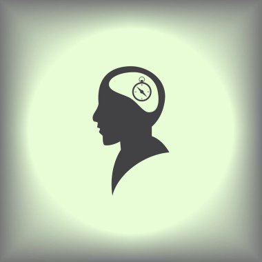 Vektör simge baş düşünme silüeti vektör adam pusula simgesini