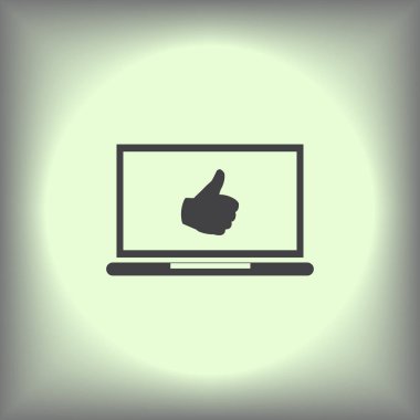 başparmaklar yukarı ya da benzeri semboller dizüstü bilgisayar ekran stok vektöründen gelir