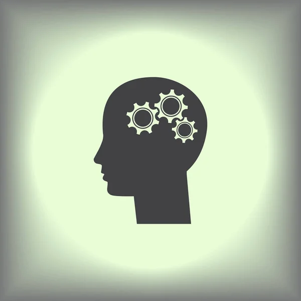 Silhouette della testa umana con una serie di ingranaggi come cervello. idea e concetto di innovazione — Vettoriale Stock