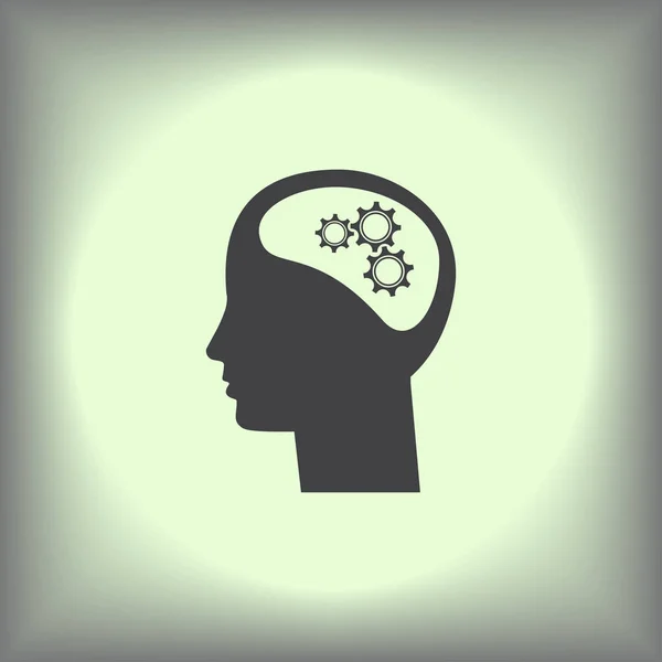 Lidské hlavy silueta s počtem převodů, jako mozek. nápad a inovace koncepce — Stockový vektor