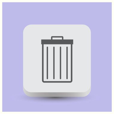 Çöp çöp kutusu simgesini izole. Vektör çizim. Düz stil.