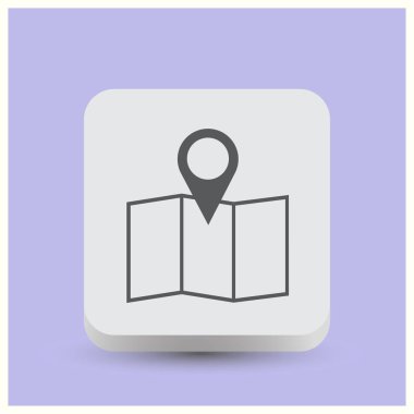 İşaretçi simgesi üzerinde arka izole eşleyin. Web tasarım stili.