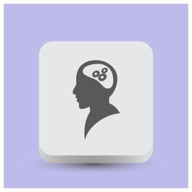 Gears'ı set olarak bir beyin ile insan kafa siluet. fikir ve İnovasyon kavramı