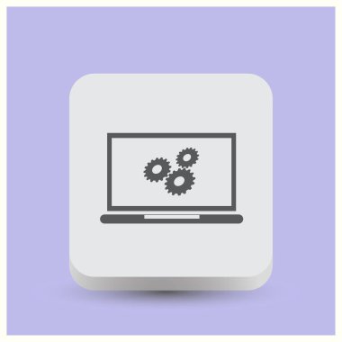 Gears'ı simge vektör çizim ile dizüstü bilgisayar