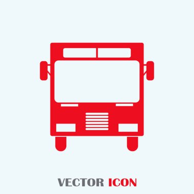 Okul otobüsü simgesi üzerinde arka izole. Logo illüstrasyon