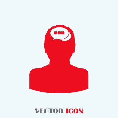 konuşma balonu, insan kafasıyla simgesi. Vektör Eps 10