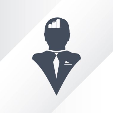 İş adamı ve büyüyen diyagramı siluetleri. insan baş ve grafik simgesi. İş kavramı