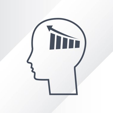 İş adamı ve büyüyen diyagramı siluetleri. insan baş ve grafik simgesi. İş kavramı