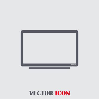 Trendy düz tarzı TV simgesi. Web sitesi tasarımı, logo, app, kullanıcı arabirimi için televizyon sembolü. Vektör çizim, Eps10.