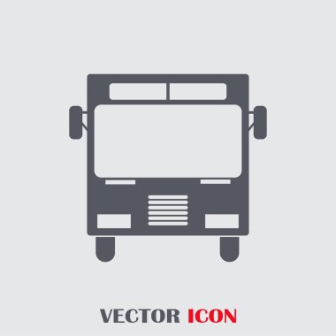 Okul otobüsü simgesi üzerinde arka izole. Logo illüstrasyon