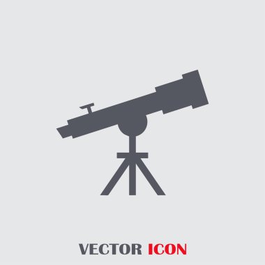 Teleskop simge vektör, katı illüstrasyon