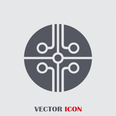 Devre kartı, teknoloji ikonu, vektör illüstrasyonu. Düz tasarım biçimi