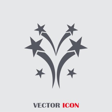 Fireworks simgesini, anahat vektör işareti. logo illüstrasyon