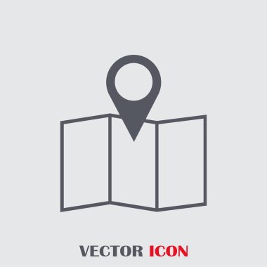 İşaretçi simgesi trendy düz tarzı. Web sitesi tasarımı, logo, app, kullanıcı arabirimi için PIN sembolü. Vektör çizim, Eps10.