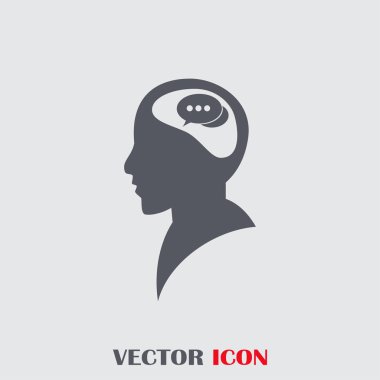 konuşma balonu, insan kafasıyla simgesi. Vektör Eps 10