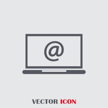 Laptop ekran üzerinde zarf e-posta ile. E-posta pazarlama, internet reklam kavramları. Düz vektör çizim.