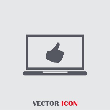 başparmaklar yukarı ya da benzeri semboller dizüstü bilgisayar ekran stok vektöründen gelir