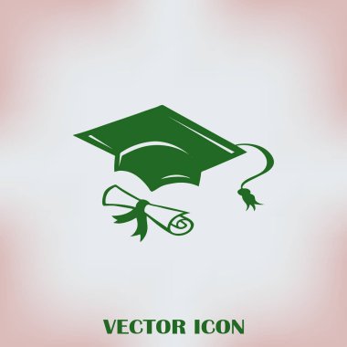 Mezuniyet kep ve diploma web simgesi. vektör çizim