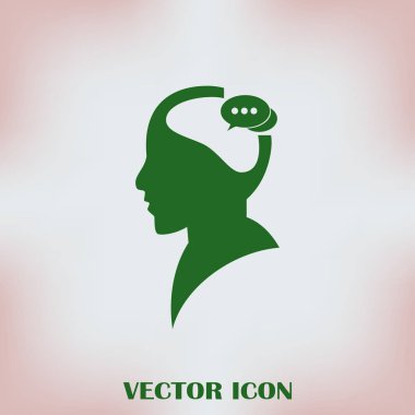 konuşma balonu, insan kafasıyla simgesi. Vektör Eps 10