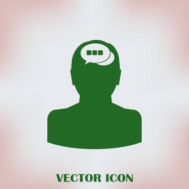 konuşma balonu, insan kafasıyla simgesi. Vektör Eps 10