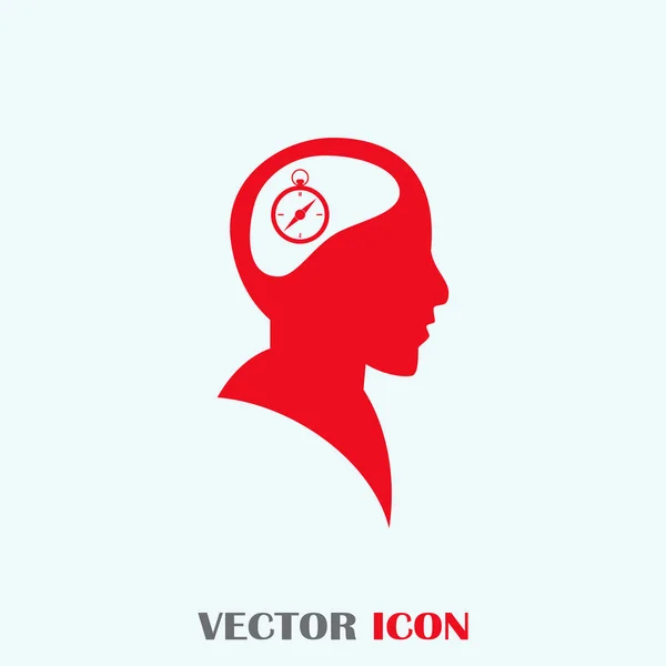 Vector Icon head think silhoutte vector man and his mind about the compass and protractor — Stock Vector