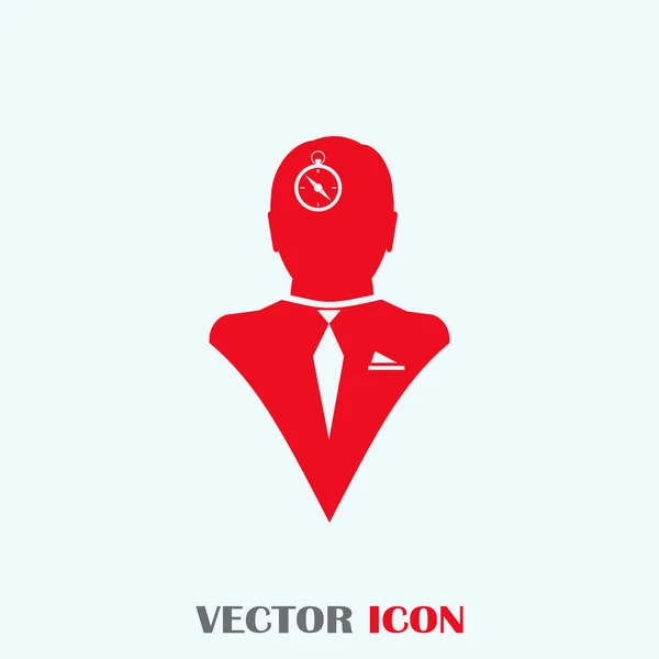 Vector Icono cabeza pensar silhoutte vector hombre y su mente acerca de la brújula y transportador — Vector de stock