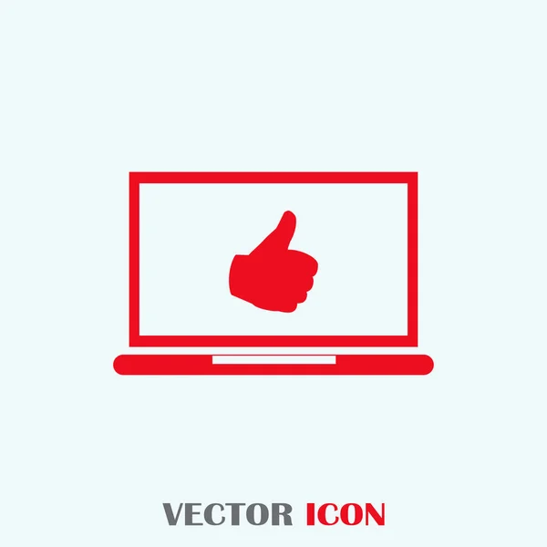Большой палец вверх или как символ происходит от ноутбука экран вектор запаса — стоковый вектор