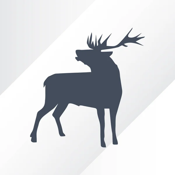 Silueta de ciervo de pie sobre fondo blanco. Ilustración vectorial . — Vector de stock