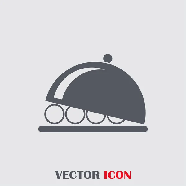 Piring makanan yang menyajikan ikon tanda - Stok Vektor