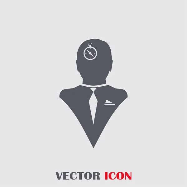 Vector Icono cabeza pensar silhoutte vector hombre y su mente acerca de la brújula y transportador — Vector de stock