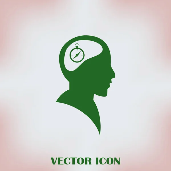 Vektor Icon hode tenker silhoutte vektor mann og hans sinn om kompasset og protraktor – stockvektor