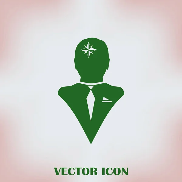 Vector Icon head think silhoutte vector man and his mind about the compass and protractor — Stock Vector