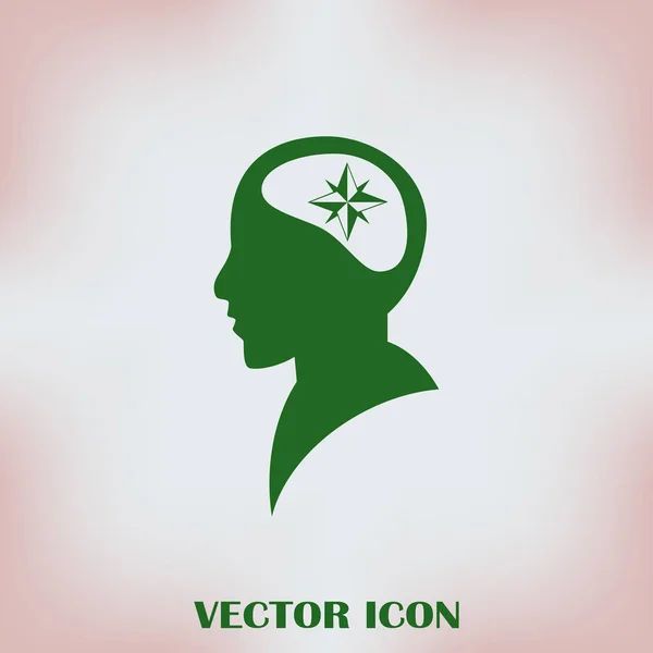 Vektor-Ikone Kopf denken silhoutte Vektor Mann und sein Geist über den Kompass und Winkelmesser — Stockvektor