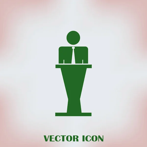 Lautsprecher-Vektorsymbol. Redner spricht von der Tribüne. — Stockvektor