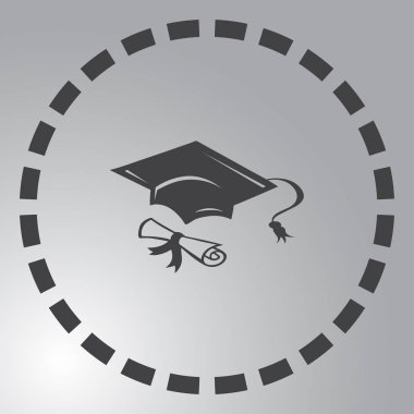 Mezuniyet kep ve diploma web simgesi. vektör çizim