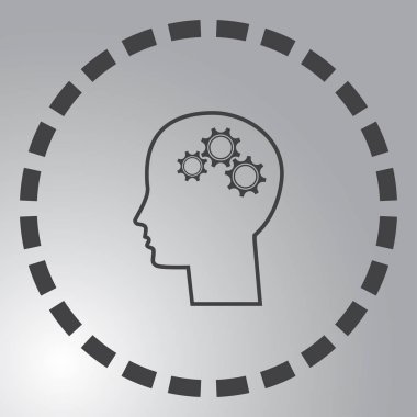 Gears'ı set olarak bir beyin ile insan kafa siluet. fikir ve İnovasyon kavramı