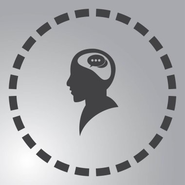 Bir kafa ile konuşma balonu silüeti. Bir kafa ile konuşma balonu vektör çizim silueti. Siluet konuşma balonu vektör konsepti ile baş