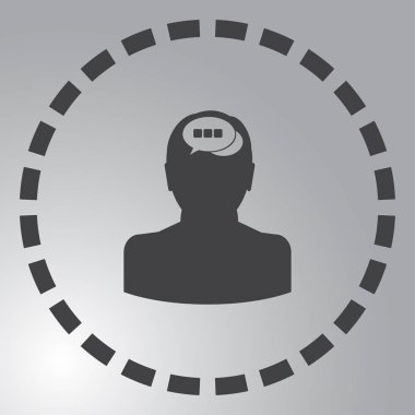 Bir kafa ile konuşma balonu silüeti. Bir kafa ile konuşma balonu vektör çizim silueti. Siluet konuşma balonu vektör konsepti ile baş