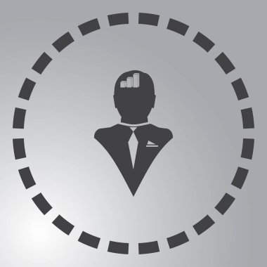 İş adamı ve büyüyen diyagramı siluetleri. insan baş ve grafik simgesi. İş kavramı