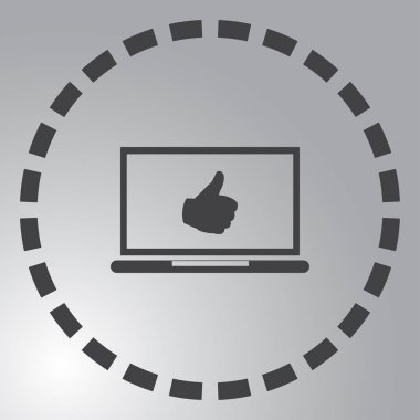 başparmaklar yukarı ya da benzeri semboller dizüstü bilgisayar ekran stok vektöründen gelir