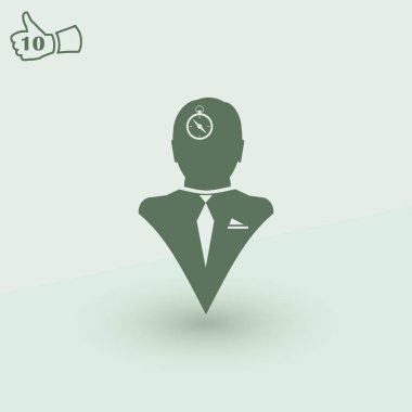 Siluet pusula gül işareti ilave bir mavi arka plan, vektör çizim ile insan kafasından