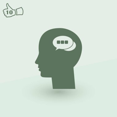 Bir kafa ile konuşma balonu silüeti. Bir kafa ile konuşma balonu vektör çizim silueti. Siluet konuşma balonu vektör konsepti ile baş. Siluet vektör görüntü ile bir adam kafa