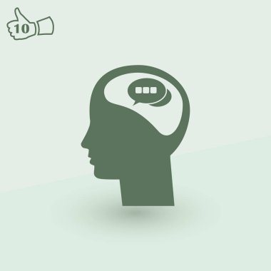 Bir kafa ile konuşma balonu silüeti. Bir kafa ile konuşma balonu vektör çizim silueti. Siluet konuşma balonu vektör konsepti ile baş. Siluet vektör görüntü ile bir adam kafa