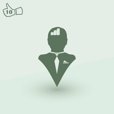 İş adamı ve büyüyen diyagramı siluetleri. insan baş ve grafik simgesi. İş kavramı