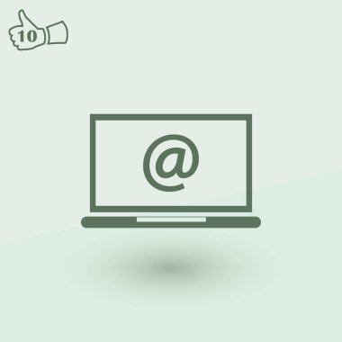 Zarf ve ekranda açık e-posta ile dizüstü bilgisayar. E-posta pazarlama, internet reklam kavramları. Düz vektör çizim.