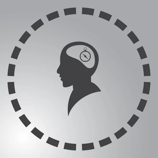 Mänskliga huvudet i siluett med compass rose tecken infälld mot en blå bakgrund, vektorillustration — Stock vektor
