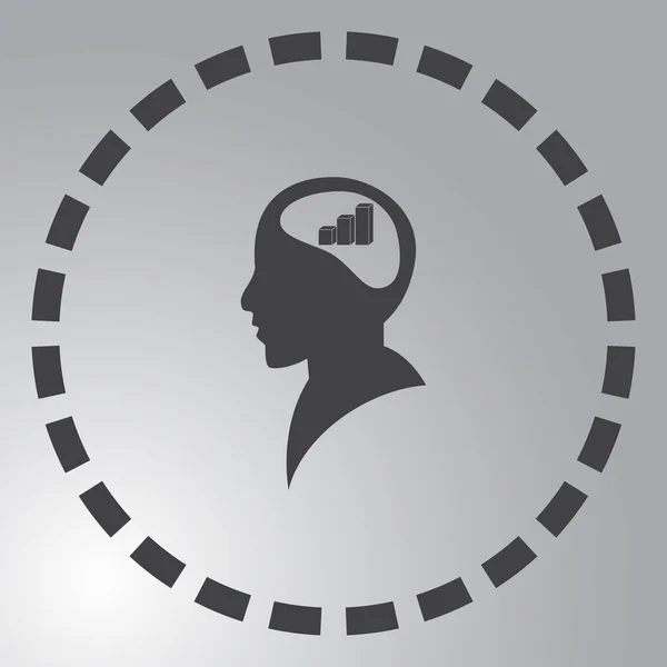 Företag man och växande diagram silhuetter. människans huvud och internationell ikon. Affärsidé — Stock vektor